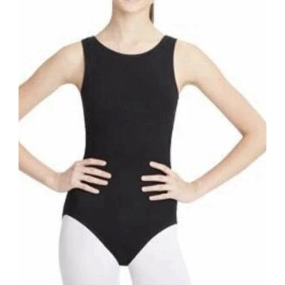 💰Capezio Dance Girls' High Neck Tank Leotard Black US XL Ballet Legline Dance